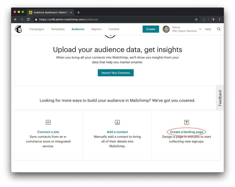 Mailchimp Form - 2. Create a Landing Page